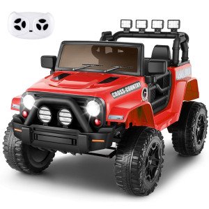 Hikole Ride On Truck Car With Parent Remote Control 12V Battery Powered Vehicle Wled Lights Music 3 Speeds Spring Suspensio