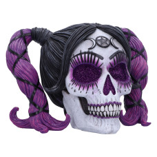 Nemesis Now Drop Dead Gorgeous Myths And Magic Figurine 205Cm Resin Voodoo Doll Skull Ornament Female Skull With Purple Hair