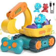 Lehoo Castle Remote Control Car For Toddlers Rechargeable Construction Toys Rc Excavator Toys For Boys 35 Year Old Toys For