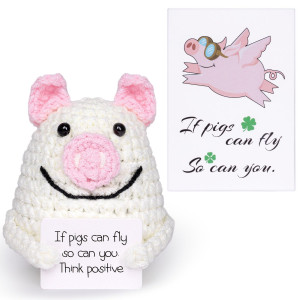 Cozymate Crocheted Positive Pig With Affirmations Cards Emotional Support Crochet Positive Energy Gifts For Women Friends Christ