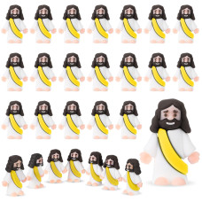 Bememo 25 Pcs Little Jesus Figures Original Design Mini Rubber Jesus Toys To Hide And Seek Religious Party Favors Sunday School