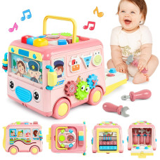 Baoli Baby Montessori Toys For 12 18 Months Girl 6In1 Bus Activity Cube For Toddlers Age 1 2 3 4 Music Learning Sensory Toy