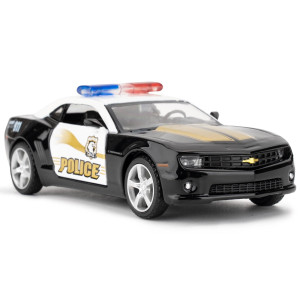 Bdtctk 136 Scale Comaro Police Car Model Zinc Alloy Diecast Pull Back Vehicles Kid Toys For Boy Girl Gift