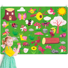 Watinc Insect Teaching Felt Board Story Set 35 Ft 45Pcs Preschool Bug Animals Caterpillar Bee Butterfly Dragonfly Storytelling