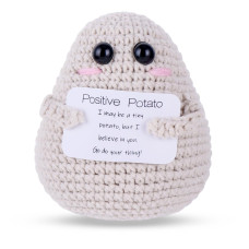 Grevosea Positive Potato Crochet Doll 3 Inch Big Butt Potato With Positivity Cute Wool Funny Knitted Positive Potato Doll Cheer