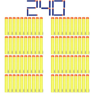 Kiseer 240 Pcs Yellow Refill Darts Bullets Ammo Pack For Nerf Nstrike Elite Series Blasters