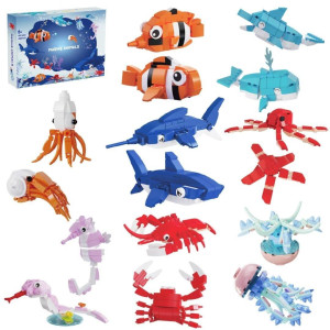 2 In 1 Ocean Animals Building Sets Party Favors For Kids Goodie Bags Sea Creatures Building Blocks Birthday Party Gift For Boys