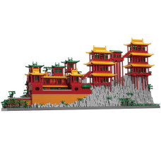 Tzfioy Hanging Temple Shanxi China With 3 Minifigures Building Blocks Set 6183Pcs Ancient Oriental Architecture Educational To