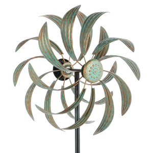 Viveta Wind Spinners Outdoor 13 Dia Metal Classic Style Pinwheels Waterproof Wind Sculpture With 4 Stable Stake Wind Spinner F