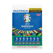 Topps Official Euro 2024 Sticker Collection Multipack Contains 41 Euro 2024 Stickers Plus 1 Gold Signature Series Sticker