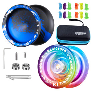 Magicyoyo Yoyo Pack Of 2 Yoyos Unresponsive Yoyo V10 And Responsive Yoyo K1 Plastic K1 Yoyo For Kids Beginners V10 Metal Yoyo