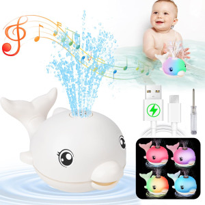 2024 Upgraded Bath Toys Rechargeable Baby Bath Toys Dolphin Spray Water Light Up Musical Toys 612 1218 Months Sprinkler Wat