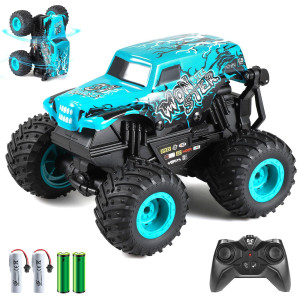 Dyodyorc Remote Control Car 24Ghz All Terrain Monster Truck Toys Rc Truck With Music 3 Lighting Effects 360 Stunt Capable