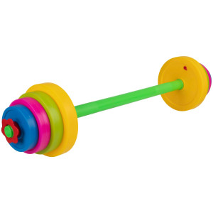 Hey Play Kids Weight Set Barbell With 8 Adjustable Plates Kids Indoor Play Gym Toddler Workout Set Baby Weights Toys For