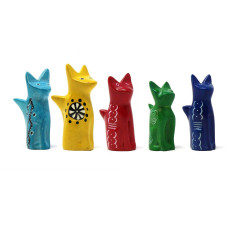 Global Crafts Soapstone Tiny Sitting Cat Figurines Handmade In Kenya Assorted Pack Of 5 Colors Ksasmcat5Pk