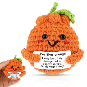 Grevosea Mini Funny Positive Orange 3 Inch Positive Orange Crochet Cute Wool Funny Knitted Positive Orange Doll Cheer Up Gifts