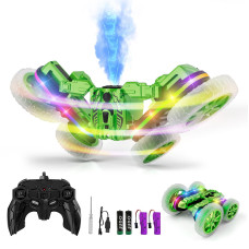 Terucle Remote Control Car 360Rotating 4Wd Rc Cars With Cool Spray 24Ghz Double Sided Rc Stunt Car With Cool Lights Rc Drift