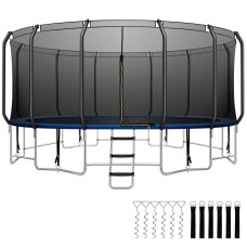 16Ft Trampoline For Kids And Adults Outdoor Stainless Steel Trampolines With Safety Enclosure Net And Ladder Round Recreationa