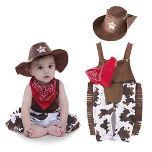 Wihosicy Toddler Cowboy Cosplay Costumes Long Sleeve Jumpsuit Birthday Party Christmas Halloween Dress Up Gift For Kids