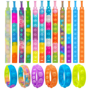 12Pcs Pop Random Braceletpop Bubble Fidget Sensory Toys Pop Toy Bulk For Party Favor Classroom Student Prizes Easter Basket G