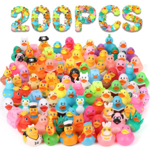 200 Pack Rubber Ducks In Bulk Jeep Ducks For Ducking Ducks For Jeeps Assorted Bath Toys Floater Duck For Kids Baby Showers A