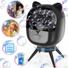 Bubble Machine For Kids Toddlers 30000 Bubbles Per Min 180 Auto Roating Rechargeable Battery 500Ml Automatic Bubble Blower Wi