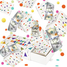 Wenmthg Happy Birthday Surprise Gift Box Explosion For Money Money Gift Box Explosion With Confetti Pop Out Folding Bounce E