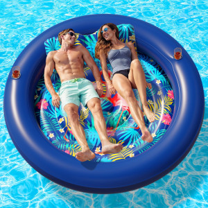 Jambo Tanning Pool Lounger Huge Round 76 X 76 Pool Float Inflatable Sun Tanning Pool Float Tanning Chair Pool Floats Adult