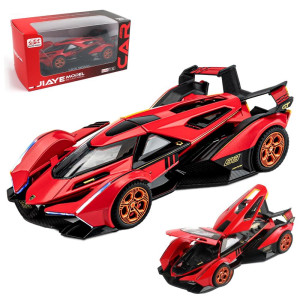 Diecast Toy Car Lambo V12 Sports Car Model Zinc Alloy Simulation Casting Pull Back Vehicles 132 Scale Mini Electronic Supercar