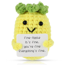 Grevosea Mini Funny Positive Pineapple 3 Inch Pineapple Crochet Cute Wool Funny Knitted Positive Pineapple Doll Cheer Up Gifts