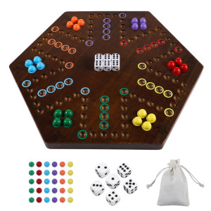 Wahoo Board Game Wooden Original Aggravation Board Game Classic 2 Side Painted Fast Track Game For 4 Player And 6 Player With 30