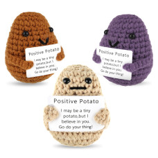 3 Pcs Mini Funny Positive Potato 3 Inch Positive Potato Crochet Cute Wool Funny Knitted Positive Potato Doll Cheer Up Gifts For