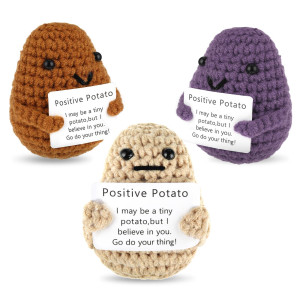 3 Pcs Mini Funny Positive Potato 3 Inch Positive Potato Crochet Cute Wool Funny Knitted Positive Potato Doll Cheer Up Gifts For