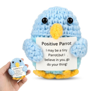 Grevosea Dslsqd Mini Funny Positive Parrot 35 Inch Positive Parrot Crochet Cute Wool Funny Knitted Positive Parrot Doll Cheer