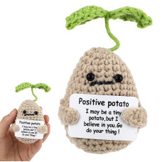 Grevosea Mini Funny Positive Potato 3 Inch Sprouting Potato Crochet Cute Wool Funny Knitted Positive Sprouting Potato Doll Chee