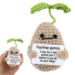 Grevosea Mini Funny Positive Potato 3 Inch Sprouting Potato Crochet Cute Wool Funny Knitted Positive Sprouting Potato Doll Chee