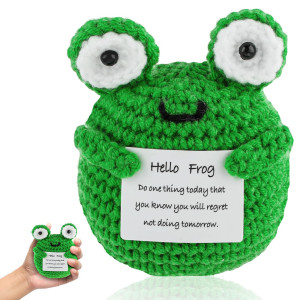 Grevosea Mini Funny Hello Frog 3 Inch Cute Wool Funny Knitted Positive Frog Positive Gifts Funny Gifts Hello Frogs For Birthda