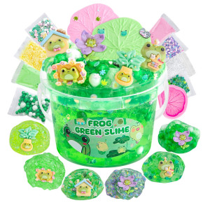 Lawoho Frog Clear Slime 300Ml Green Clear Slime Kit For Girls Ages 812 With 8 Packs Slime Addins Slime For Kids Party Favors