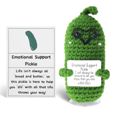 Grevosea Positive Emotional Support Pickle Cucumber With Glasses Mini Funny Emotional Support Pickle 3 Inch Interesting Knitte