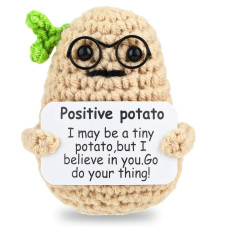 Grevosea Mini Funny Positive Potato With Glasses 3 Inch Positive Potato Crochet Cute Wool Funny Knitted Positive Potato Doll Ch