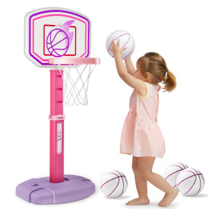 Joyin Toddler Basketball Hoop Adjustable Basketball Goal With 4 Balls For Kids Indoor Outdoor Play Basketball Arcade Game Chr