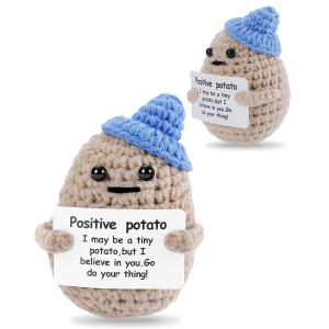 Jelutar Mini Funny Positive Potato 3 Inch Knitted Doll With Positive Card For Cheer Up Gifts And Party Decorations Cute Positi