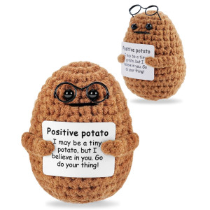 Jelutar Mini Funny Positive Potato 3 Inch Knitted Doll With Positive Card For Cheer Up Gifts And Party Decorations Cute Positi