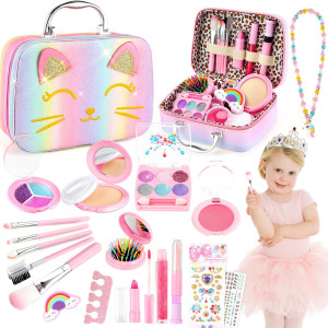 Kids Makeup Kit For Girls Toys Kids Makeup Sets For Girls 58 Washable Real Makeup Kits For Little Girl Birthday Gifts Toys Fo