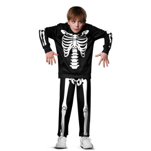 Halloween Kid Girls Bone Skeleton Skull Sweatshirt Hoodie Pant Set For Boys With Kangaroo Pocket 10 Years