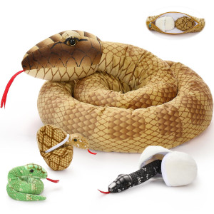 Tezituor Snake Stuffed Animal With Babies 80 Long Brown Boa Constrictor Mommy Snake With 3 Cute Babies 2 Eggs Plush Snake To