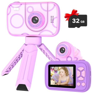 Teslahero Kids Camera Toys For 312 Years Old Boys Girls Childrens Camera With Flipup Lens For Selfie Video Hd Digital Camer