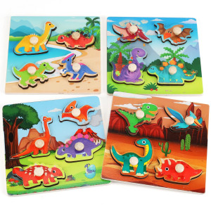 Wooden Peg Puzzles For Toddlers 13 Kids Educational Preschool Peg Puzzle Toy Ages 24 Set Of 4 Dinosaur Toddler Puzzles Idea