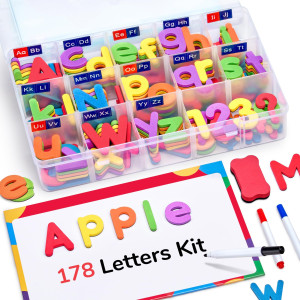 Gamenote Classroom Magnetic Alphabet Letters Kit 178Pcs With Double Side Magnet Board Foam Alphabet Letters For Preschool Kids