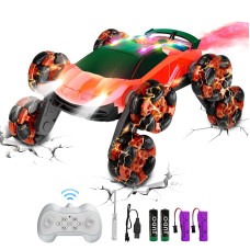 Terucle 8Wd Remote Control Car 24Ghz Rc Cars With Spray Cool Light Kids Toys Electroplating Process Transform Drift Climbin